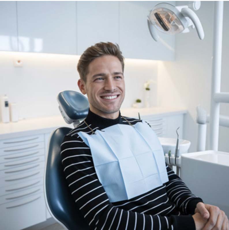 precio del blanqueamiento dental | hombre en el dentista