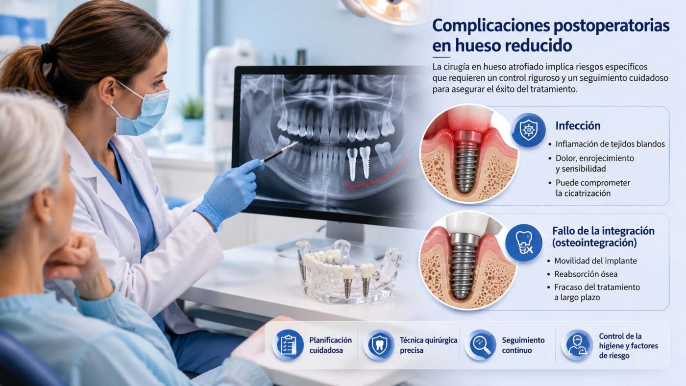 Complicaciones postoperatorias específicas en hueso reducido | Se puede poner un implante dental si tengo poco hueso Descubre las opciones disponibles para tu caso