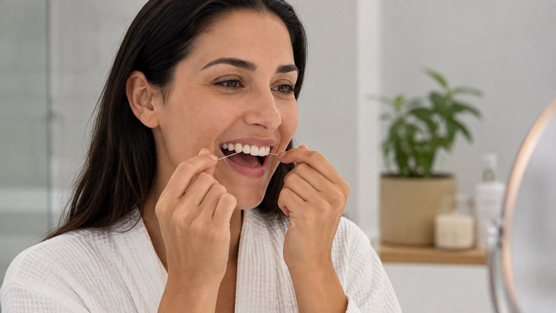 higiene bucodental estricta y uso de hilo dental en clinica dental montse timoneda | carillas de composite en tarragona