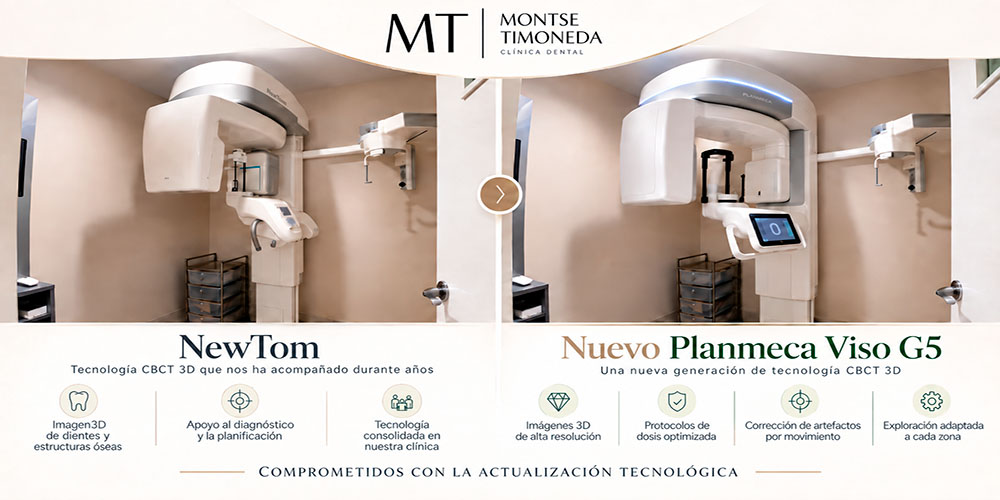 infografia de clinica dental montse timoneda sobre el cambio tecnologico que hemos implementado en tarragona| De NewTom a Planmeca Viso G5: damos un nuevo salto en tecnología 3D